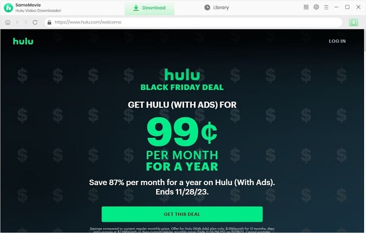 main interface of SameMovie Hulu Downloader